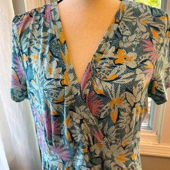 L.L. Bean Summer Knit Dress Teal ,Lavendar XL - Picture 2 of 5